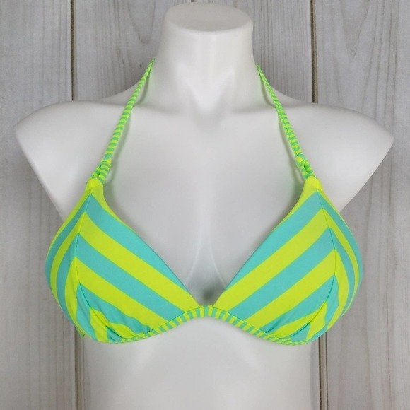 InMocean Green Striped Push-up Bra String Bikini - Picture 1 of 7